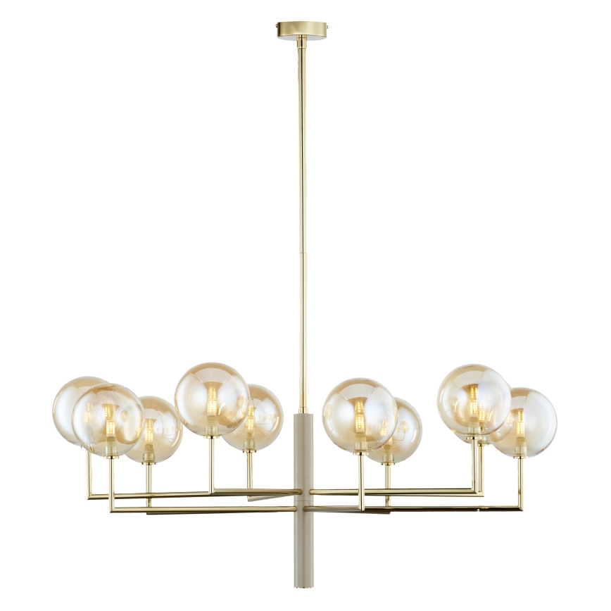 Jupiter 1977 - Pendellampe FEME 10xG9/10W/230V guldfarvet/beige