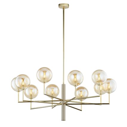Jupiter 1977 - Pendellampe FEME 10xG9/10W/230V guldfarvet/beige