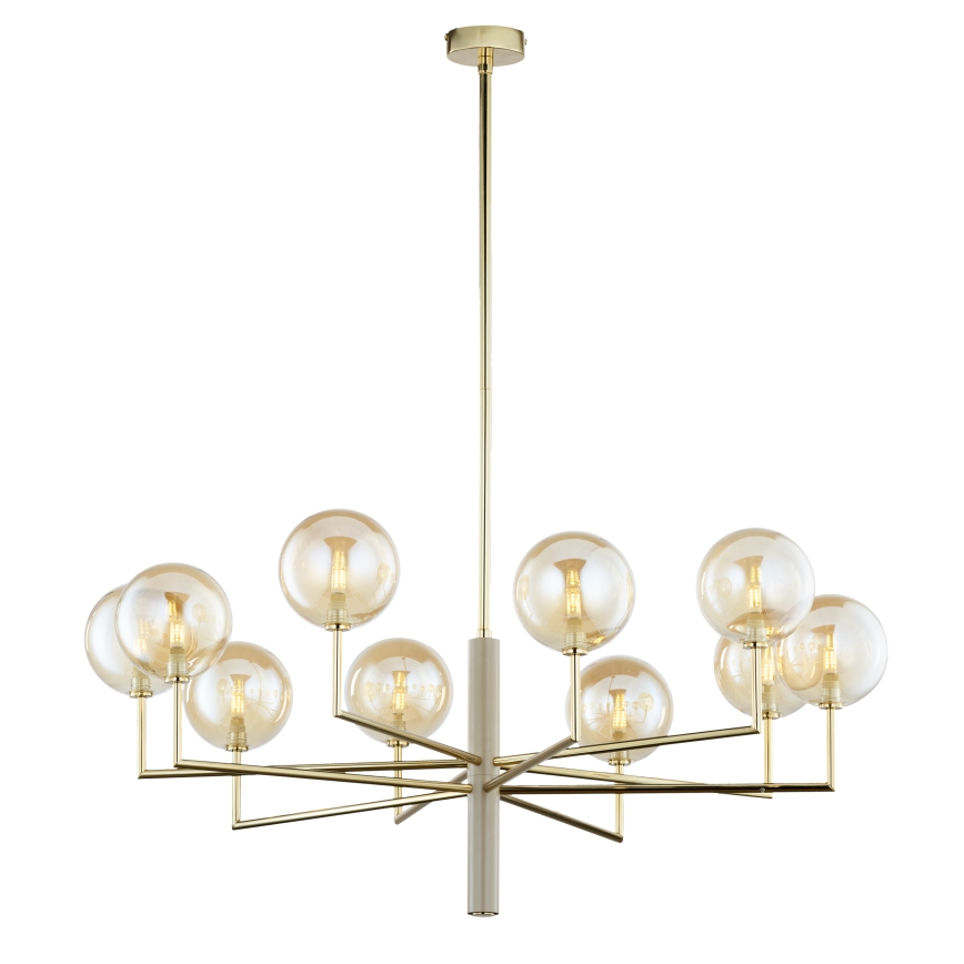 Jupiter 1977 - Pendellampe FEME 10xG9/10W/230V guldfarvet/beige
