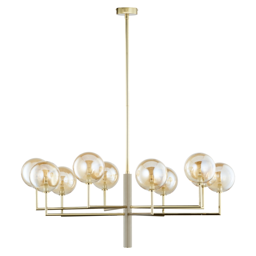 Jupiter 1977 - Pendellampe FEME 10xG9/10W/230V guldfarvet/beige