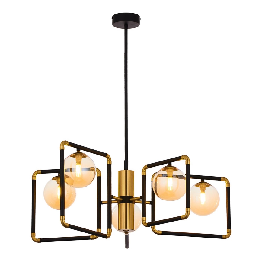 Jupiter 1984 - Pendellampe IBRA 5xG9/10W/230V sort/guldfarvet/beige