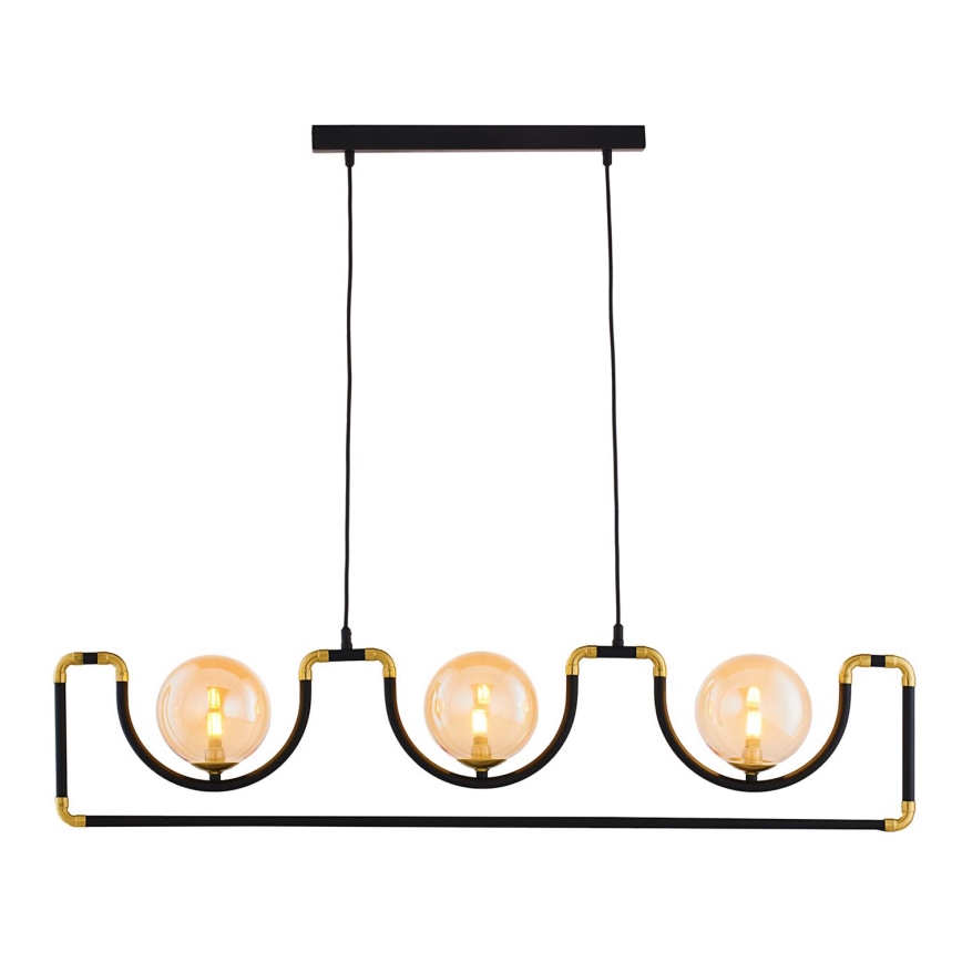 Jupiter 1989 - Pendel HANZA 3xG9/10W/230V sort/guldfarvet/beige