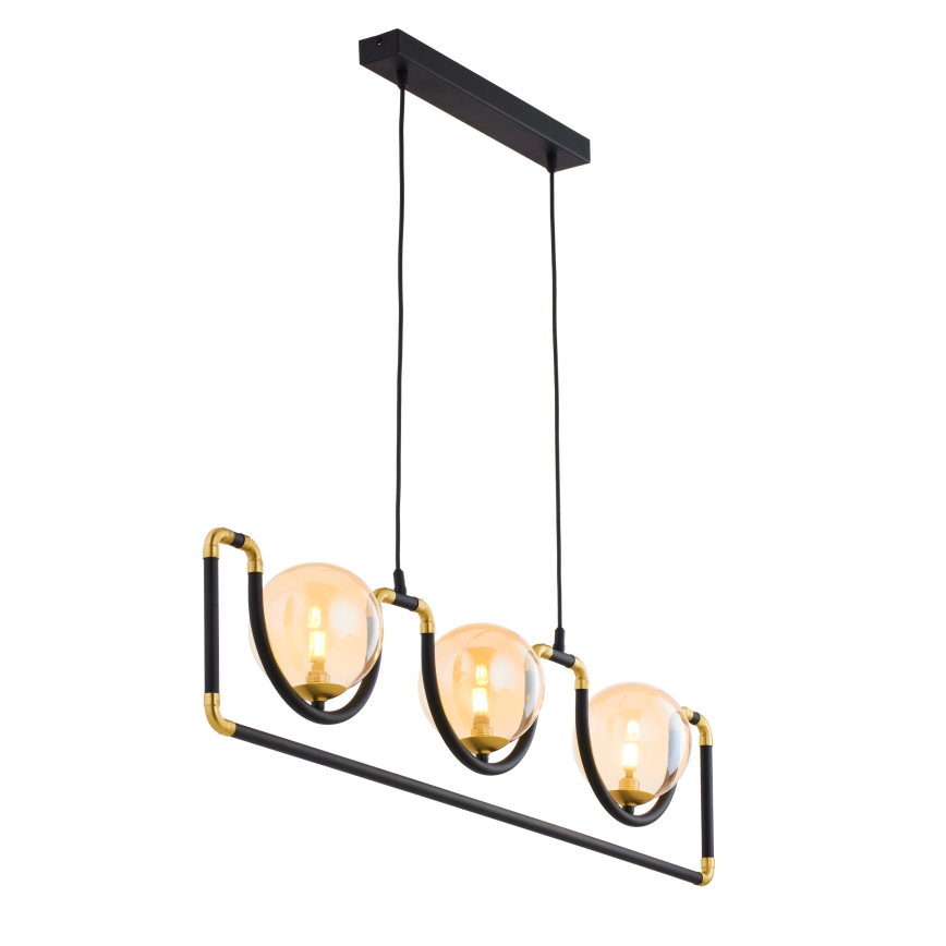 Jupiter 1989 - Pendel HANZA 3xG9/10W/230V sort/guldfarvet/beige