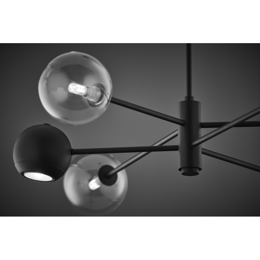 Jupiter 1995 - Pendellampe MOKA 3xGU10/10W/230V + 3xG9/10W/230V sort/transparent