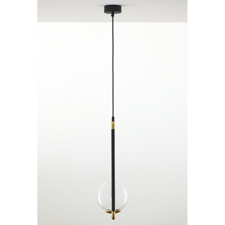 Jupiter 2023 - Pendel ZAFRA 1xG9/10W/230V sort/guldfarvet/transparent