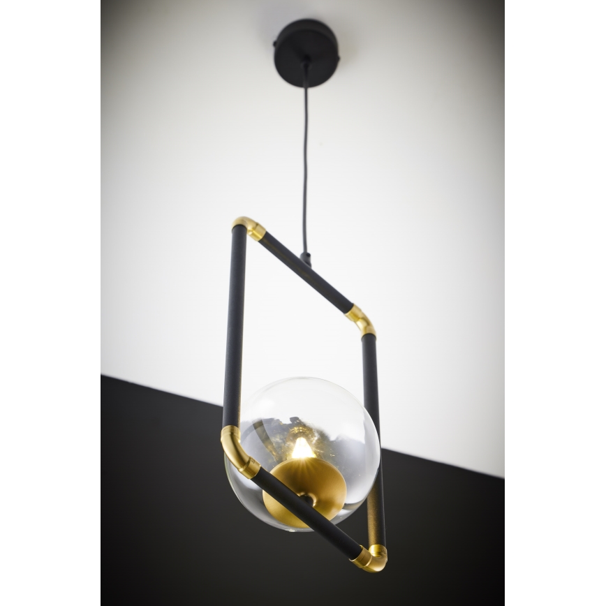 Jupiter 2023 - Pendel ZAFRA 1xG9/10W/230V sort/guldfarvet/transparent