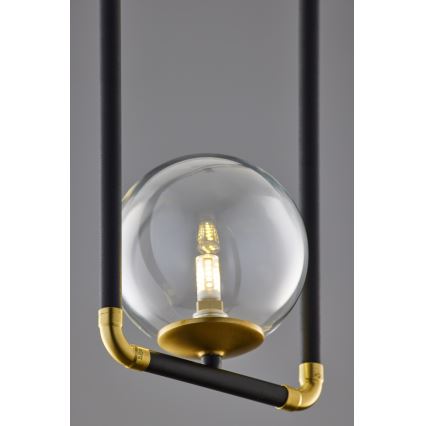 Jupiter 2023 - Pendel ZAFRA 1xG9/10W/230V sort/guldfarvet/transparent
