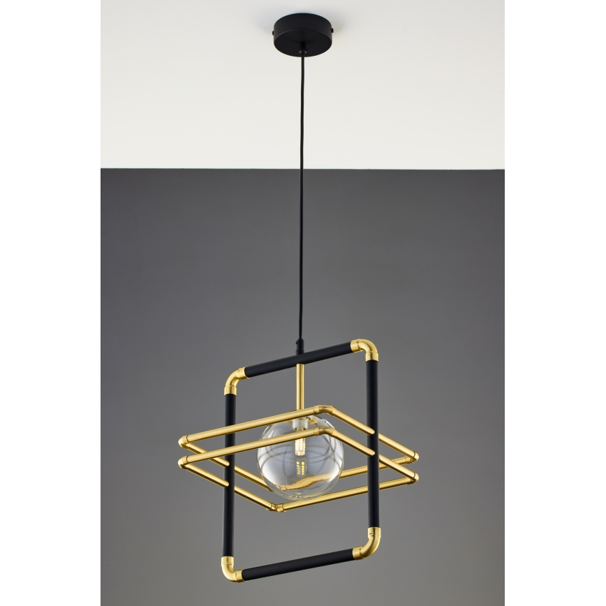 Jupiter 2028 - Pendel FIORI 1xG9/10W/230V sort/guldfarvet/transparent