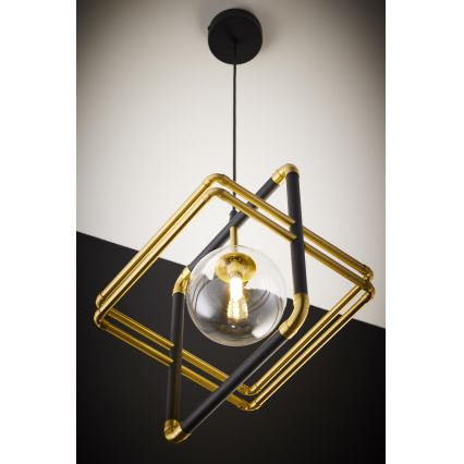Jupiter 2028 - Pendel FIORI 1xG9/10W/230V sort/guldfarvet/transparent
