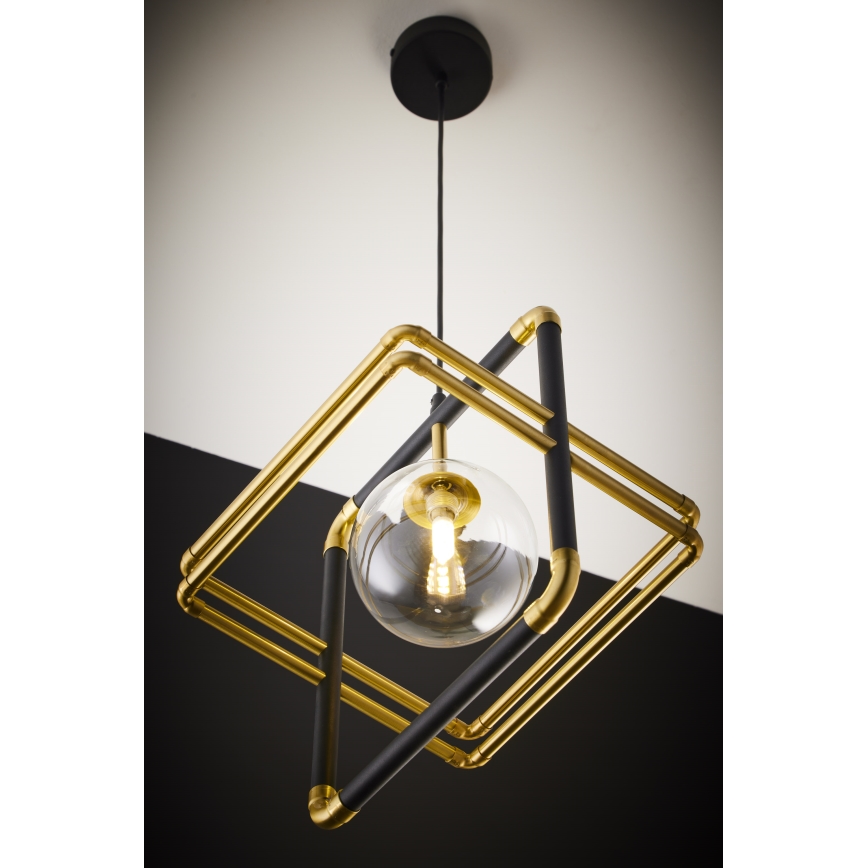 Jupiter 2028 - Pendel FIORI 1xG9/10W/230V sort/guldfarvet/transparent