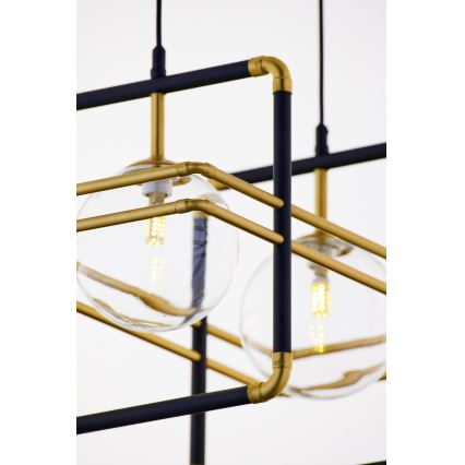 Jupiter 2029 - Pendel FIORI 2xG9/10W/230V sort/guldfarvet/transparent