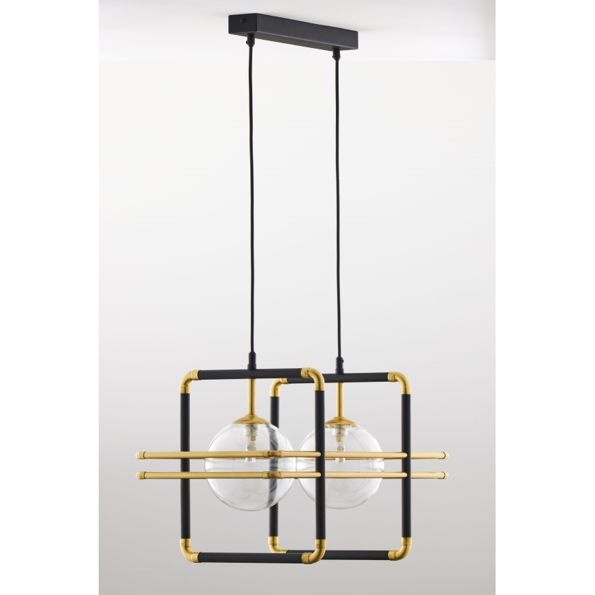 Jupiter 2029 - Pendel FIORI 2xG9/10W/230V sort/guldfarvet/transparent