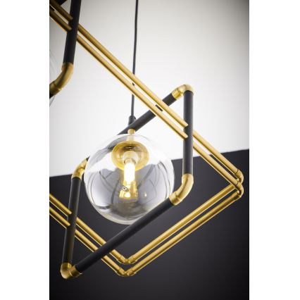 Jupiter 2029 - Pendel FIORI 2xG9/10W/230V sort/guldfarvet/transparent
