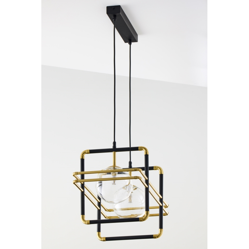 Jupiter 2029 - Pendel FIORI 2xG9/10W/230V sort/guldfarvet/transparent