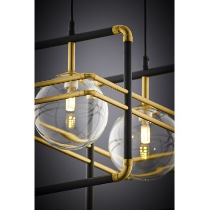 Jupiter 2029 - Pendel FIORI 2xG9/10W/230V sort/guldfarvet/transparent
