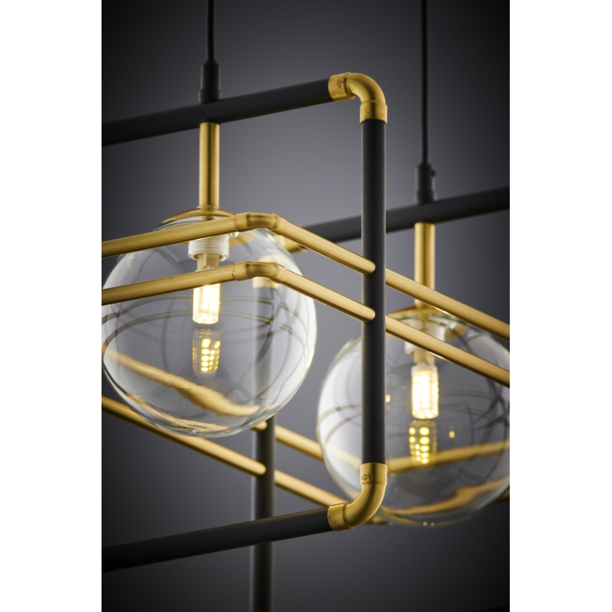 Jupiter 2029 - Pendel FIORI 2xG9/10W/230V sort/guldfarvet/transparent