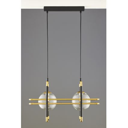 Jupiter 2029 - Pendel FIORI 2xG9/10W/230V sort/guldfarvet/transparent
