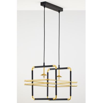 Jupiter 2029 - Pendel FIORI 2xG9/10W/230V sort/guldfarvet/transparent