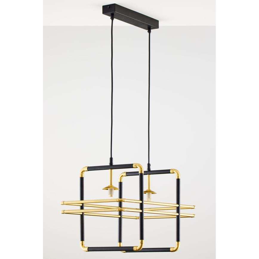 Jupiter 2029 - Pendel FIORI 2xG9/10W/230V sort/guldfarvet/transparent