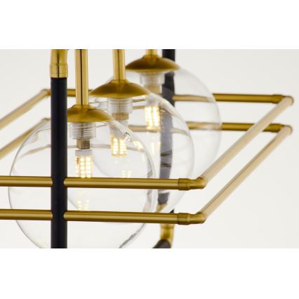 Jupiter 2030 - Pendel FIORI 3xG9/10W/230V sort/guldfarvet/transparent