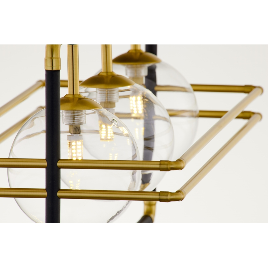 Jupiter 2030 - Pendel FIORI 3xG9/10W/230V sort/guldfarvet/transparent