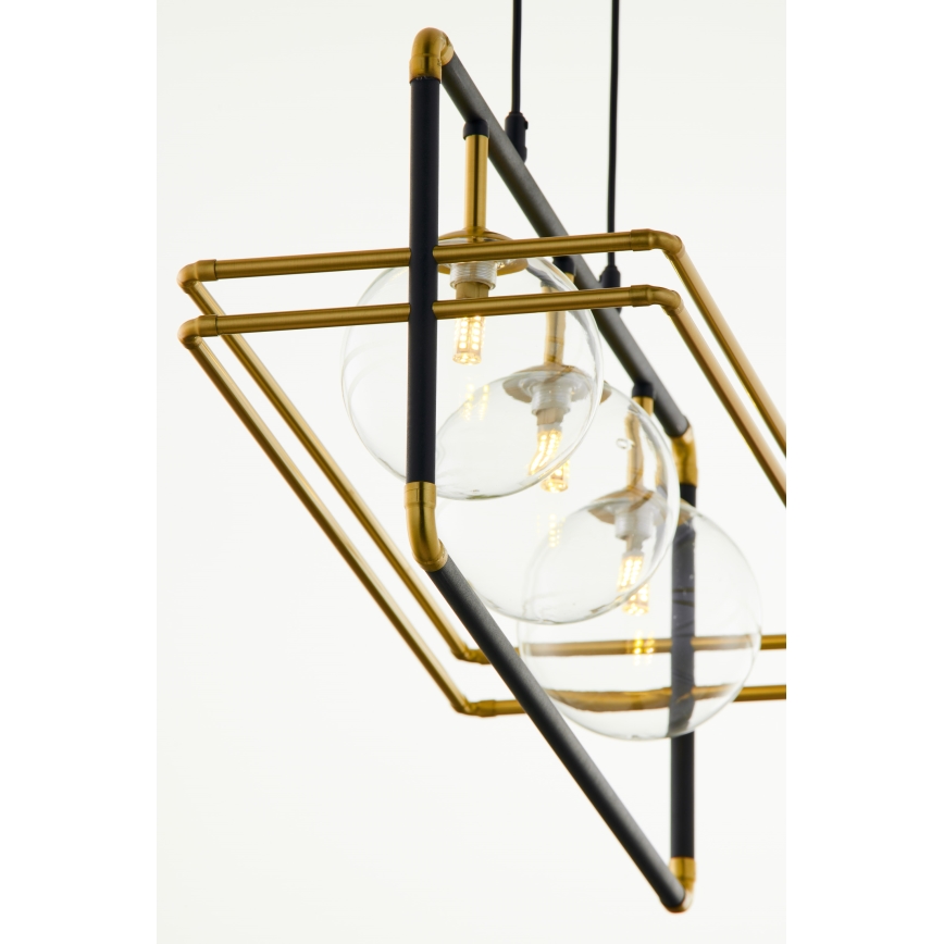 Jupiter 2030 - Pendel FIORI 3xG9/10W/230V sort/guldfarvet/transparent