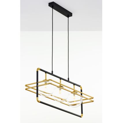 Jupiter 2030 - Pendel FIORI 3xG9/10W/230V sort/guldfarvet/transparent