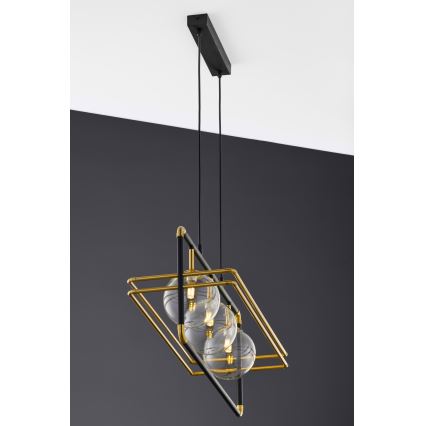 Jupiter 2030 - Pendel FIORI 3xG9/10W/230V sort/guldfarvet/transparent
