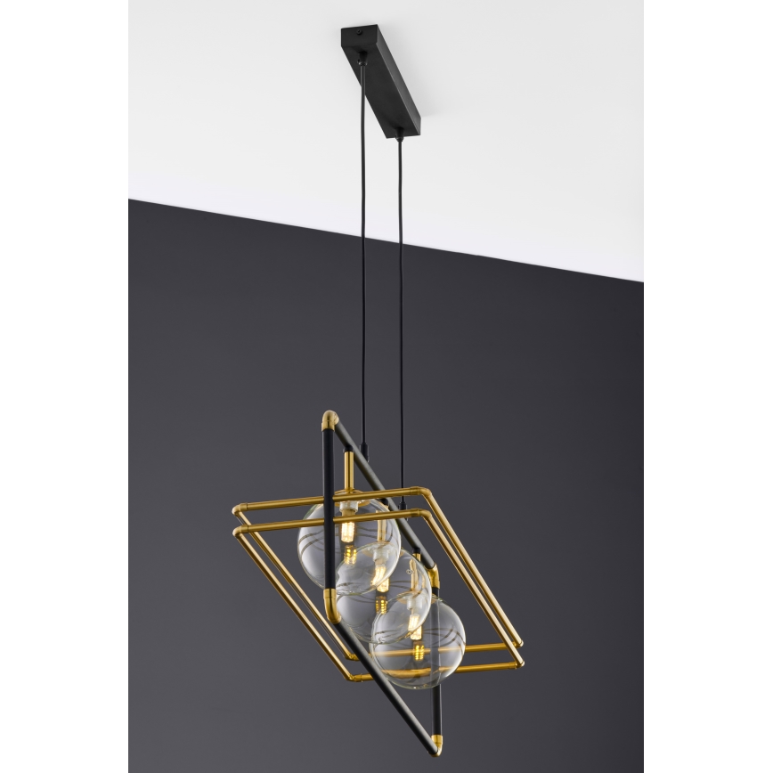 Jupiter 2030 - Pendel FIORI 3xG9/10W/230V sort/guldfarvet/transparent