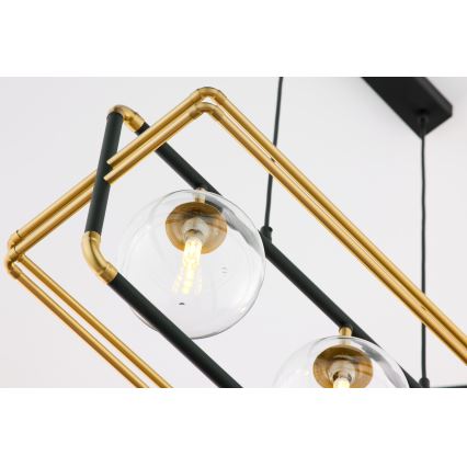 Jupiter 2030 - Pendel FIORI 3xG9/10W/230V sort/guldfarvet/transparent