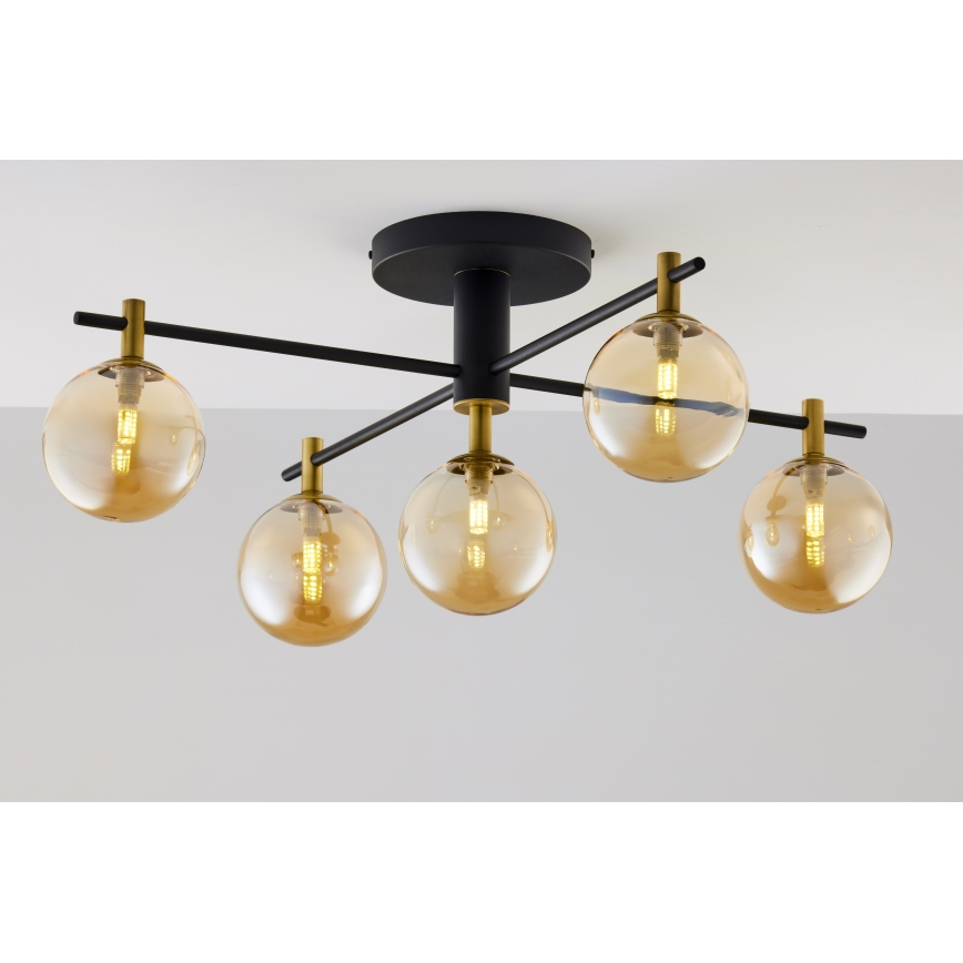 Jupiter 2032 - Loftlampe FIGARO 5xG9/10W/230V sort/guldfarvet/beige