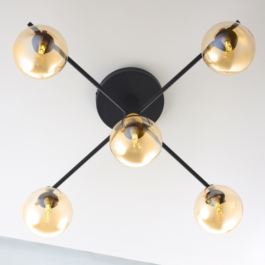 Jupiter 2032 - Loftlampe FIGARO 5xG9/10W/230V sort/guldfarvet/beige