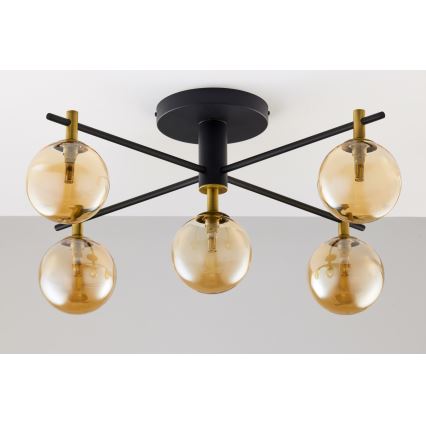 Jupiter 2032 - Loftlampe FIGARO 5xG9/10W/230V sort/guldfarvet/beige