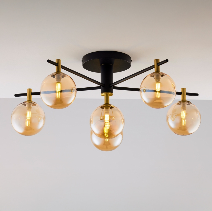 Jupiter 2033 - Loftlampe FIGARO 6xG9/10W/230V sort/guldfarvet/beige