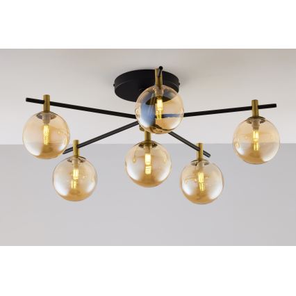 Jupiter 2033 - Loftlampe FIGARO 6xG9/10W/230V sort/guldfarvet/beige