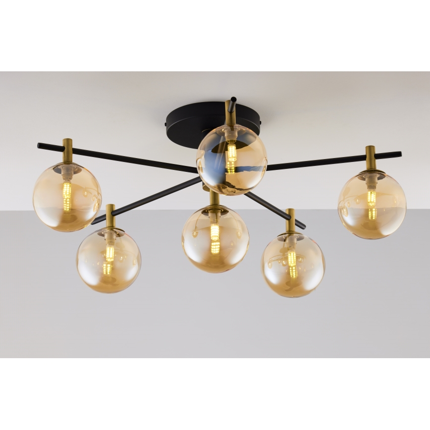 Jupiter 2033 - Loftlampe FIGARO 6xG9/10W/230V sort/guldfarvet/beige