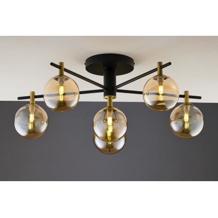 Jupiter 2033 - Loftlampe FIGARO 6xG9/10W/230V sort/guldfarvet/beige