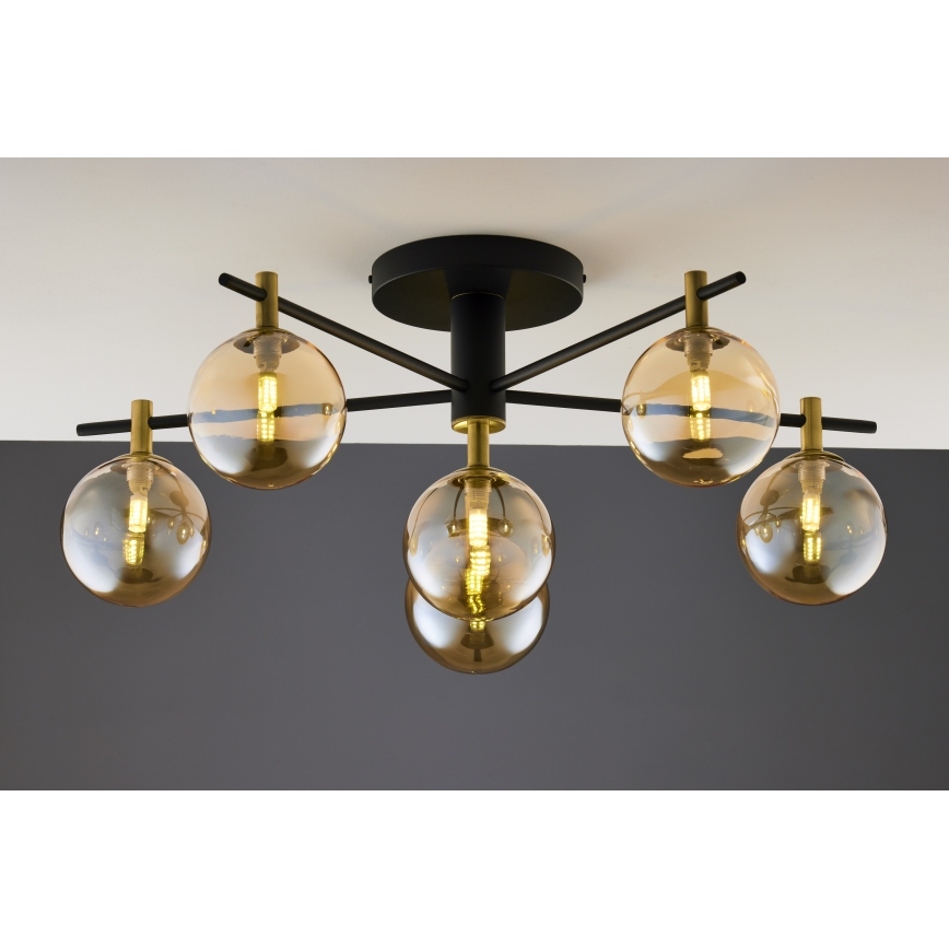 Jupiter 2033 - Loftlampe FIGARO 6xG9/10W/230V sort/guldfarvet/beige
