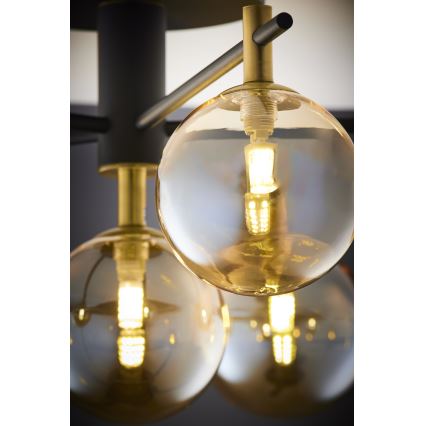 Jupiter 2033 - Loftlampe FIGARO 6xG9/10W/230V sort/guldfarvet/beige