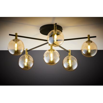 Jupiter 2033 - Loftlampe FIGARO 6xG9/10W/230V sort/guldfarvet/beige