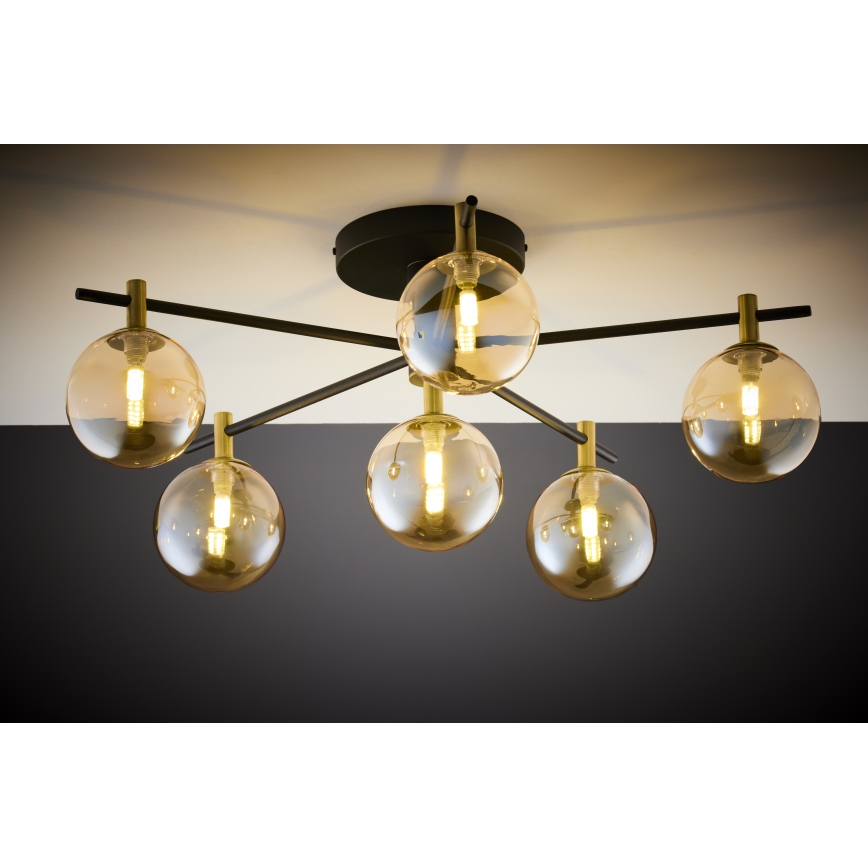 Jupiter 2033 - Loftlampe FIGARO 6xG9/10W/230V sort/guldfarvet/beige