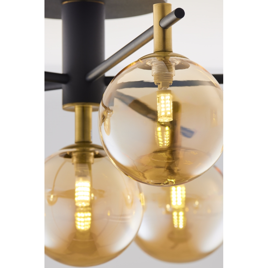 Jupiter 2033 - Loftlampe FIGARO 6xG9/10W/230V sort/guldfarvet/beige