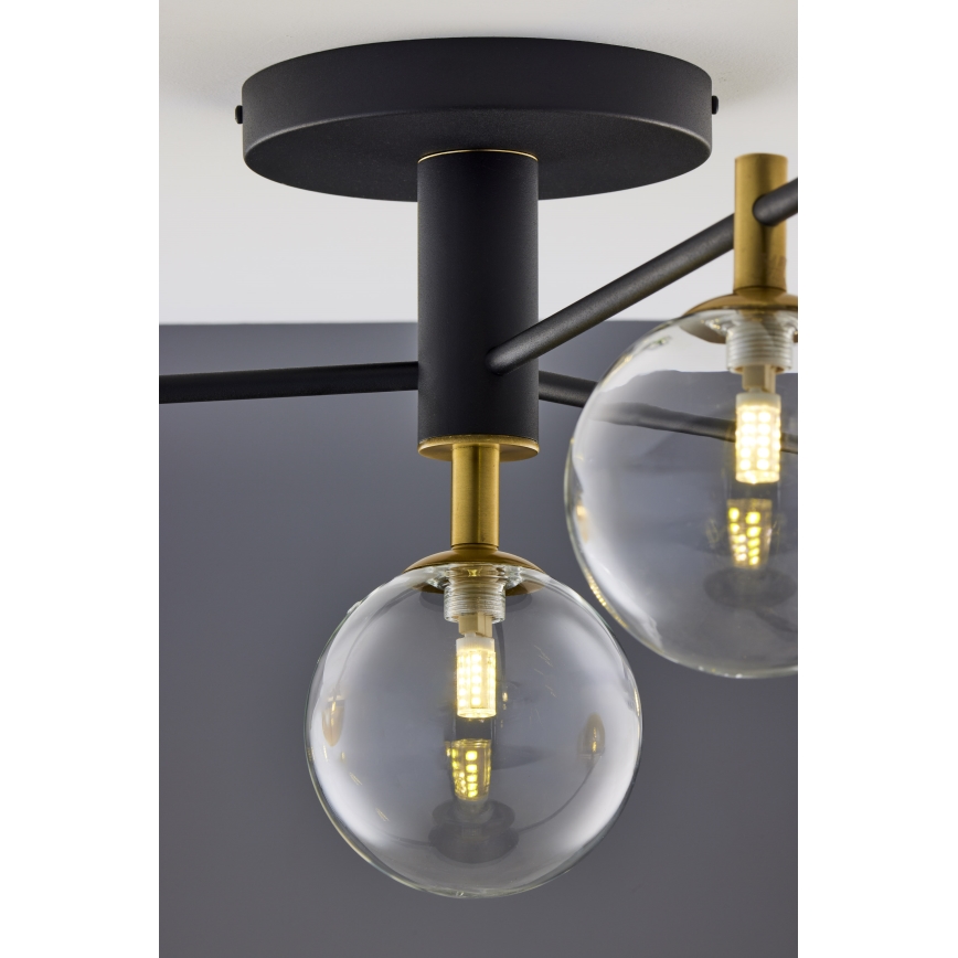 Jupiter 2034 - Loftlampe FIGARO 4xG9/10W/230V sort/guldfarvet/beige/transparent