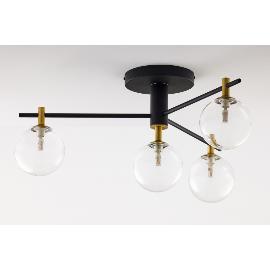 Jupiter 2034 - Loftlampe FIGARO 4xG9/10W/230V sort/guldfarvet/beige/transparent
