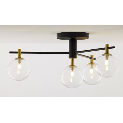 Jupiter 2034 - Loftlampe FIGARO 4xG9/10W/230V sort/guldfarvet/beige/transparent