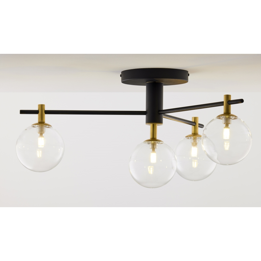 Jupiter 2034 - Loftlampe FIGARO 4xG9/10W/230V sort/guldfarvet/beige/transparent