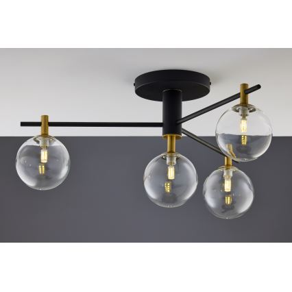Jupiter 2034 - Loftlampe FIGARO 4xG9/10W/230V sort/guldfarvet/beige/transparent