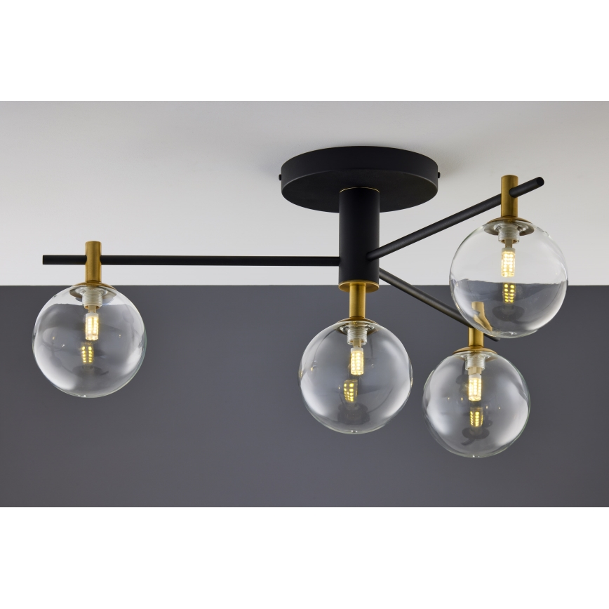 Jupiter 2034 - Loftlampe FIGARO 4xG9/10W/230V sort/guldfarvet/beige/transparent