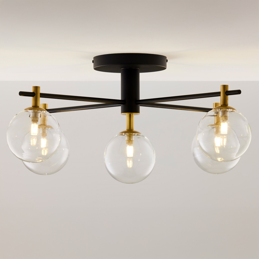 Jupiter 2035 - Loftlampe FIGARO 5xG9/10W/230V sort/guldfarvet/beige/transparent
