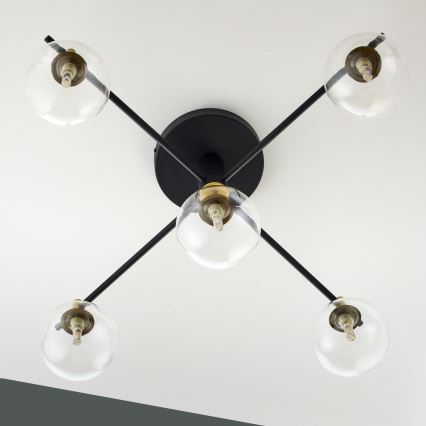 Jupiter 2035 - Loftlampe FIGARO 5xG9/10W/230V sort/guldfarvet/beige/transparent